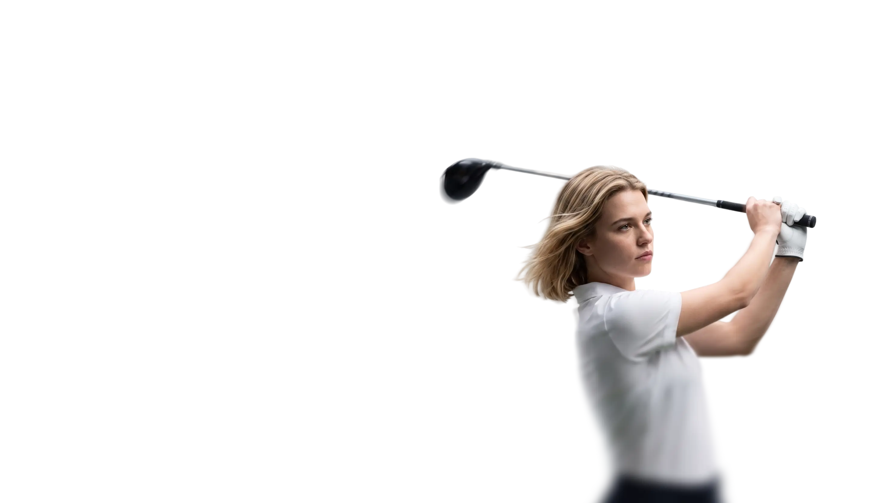 female golfer completing a golf swing